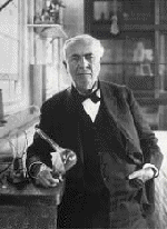 Edison with light bulb