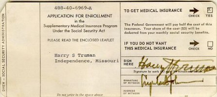 First Medicare applicant was Harry S Truman